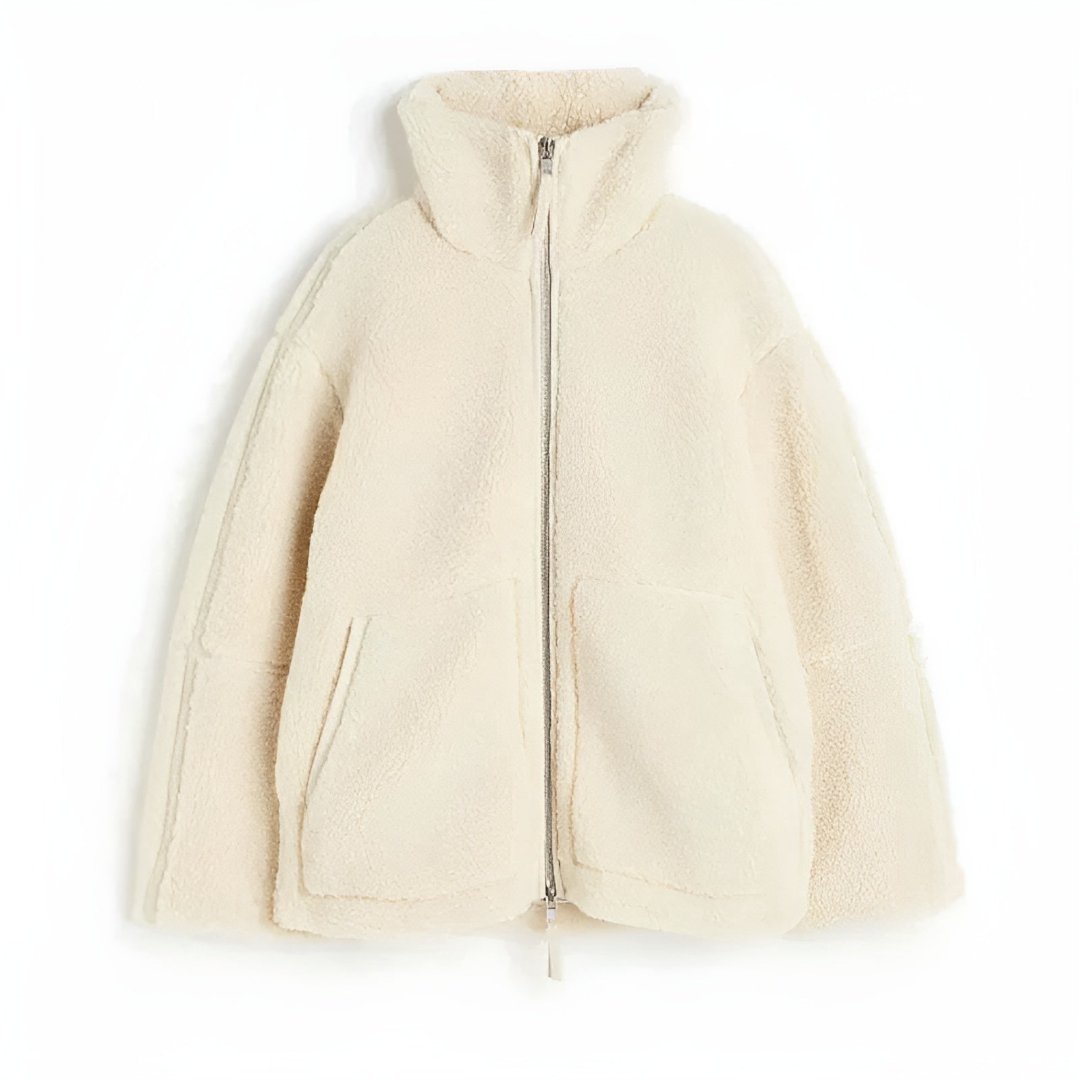 Teddy-Fleece-Jacke Beige – Mila