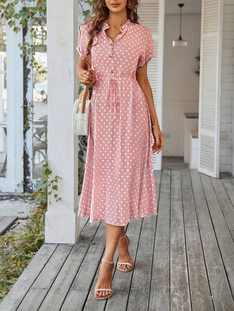 Chloe – a-linien-kleid mit polka-dot-print und v-ausschnitt