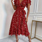 Rotes Wickelkleid mit Blumen - Clara