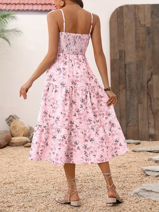 Rosa Maxikleid mit Blumendruck - Hanna