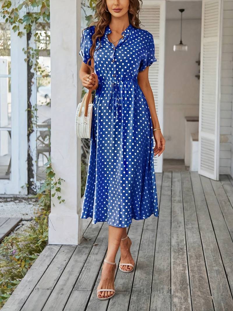 Chloe – a-linien-kleid mit polka-dot-print und v-ausschnitt