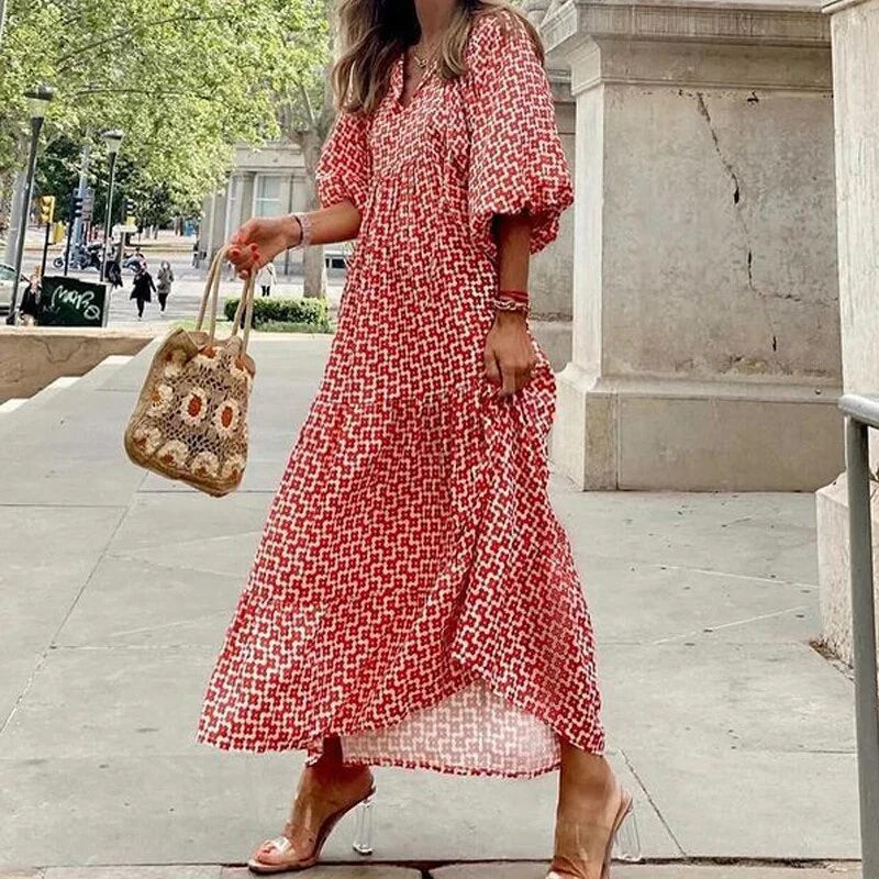 Strandkleid Mit Puffärmeln