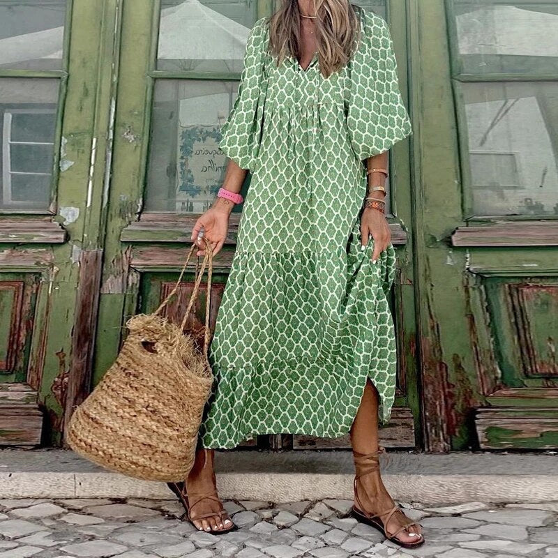 Strandkleid Mit Puffärmeln