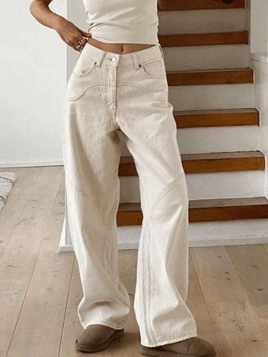 Theia - Weiße Baggy-Jeans im Vintage-Look mit Schlitz