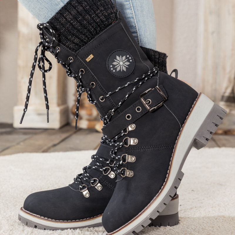 Rowan™ | Schnallen-Spitze Gestrickte Halbschaft-Stiefel