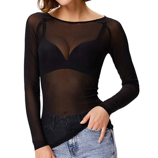 Harlany | Damen Langarm Mesh Top