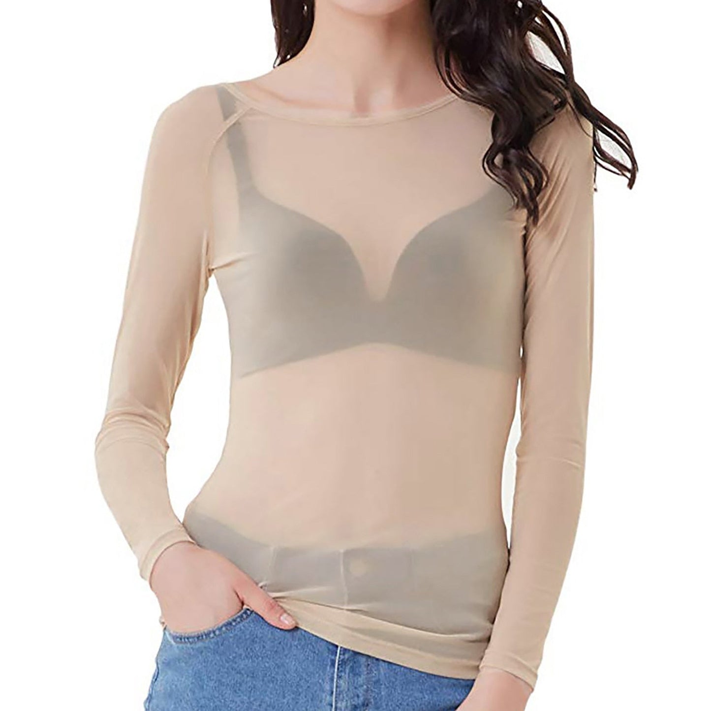 Harlany | Damen Langarm Mesh Top