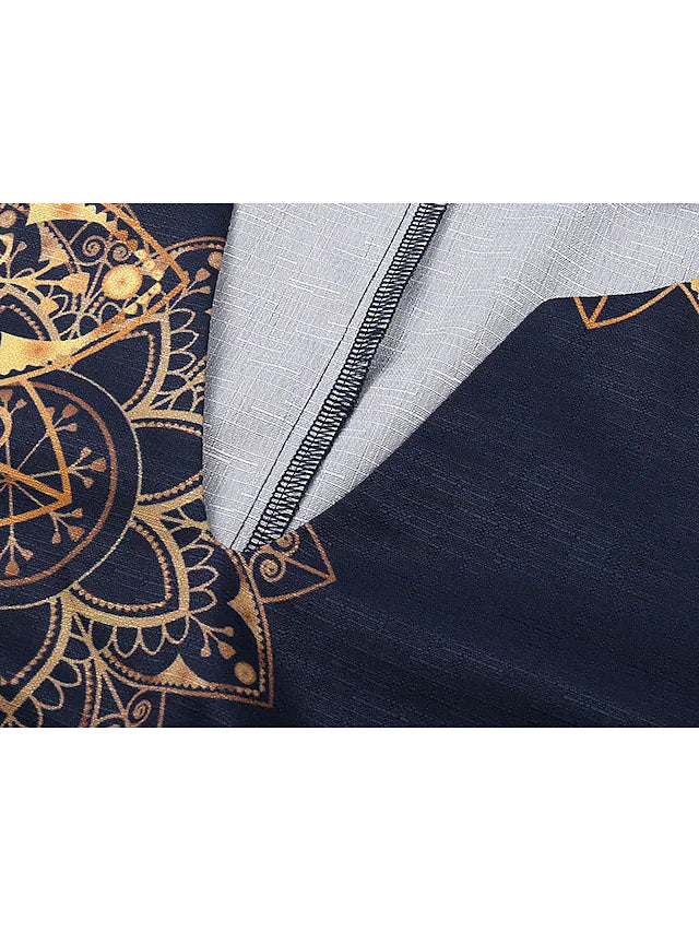 Raffiné® - Golden Midnight Atemberaubendes Kleid in marineblau mit goldenem Designmuster